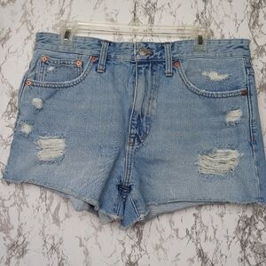 Madewell Relaxed Denim Shorts Ripped Edition Homecrest Wash blue size 29